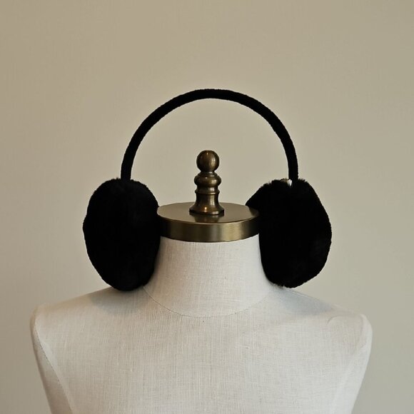 Zara Black Over-Ear Faux fur Muffs - Picture 1 of 1